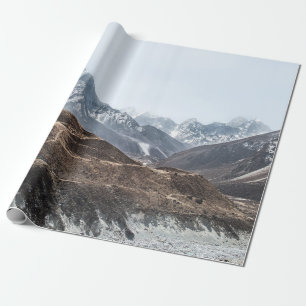 PAPEL DE REGALO FOTO DE PAISAJE DE MONTAÑAS BAJO NUBES BLANCOS