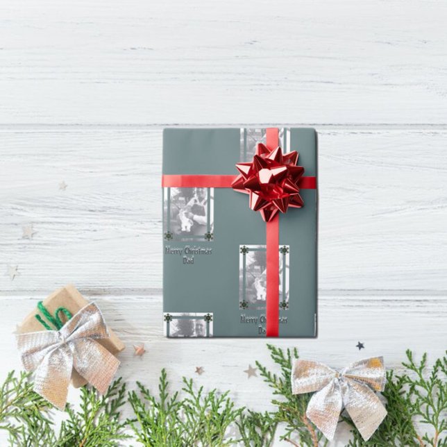 Papel De Regalo Foto de papá e hijo Feliz Navidad Papá Verde (Subido por el creador)