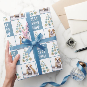 Papel De Regalo Foto de perro cachorro mascota copo de nieve árbol