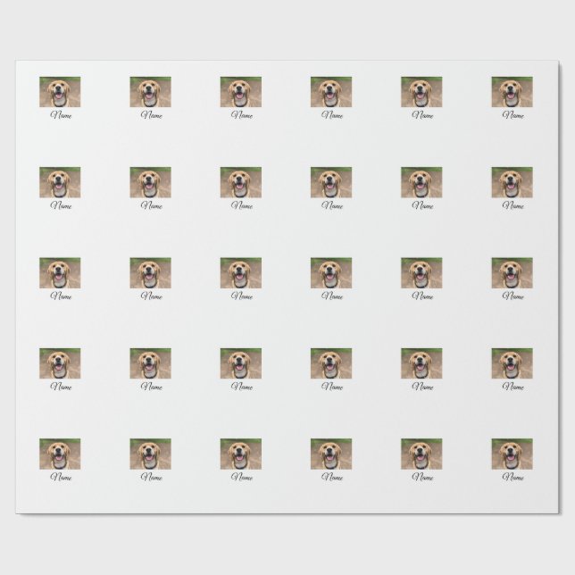 Papel De Regalo Foto de perro gato añadir nombre mascota personali (Superficie plana)