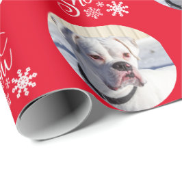 Papel De Regalo Foto de perro personalizada roja