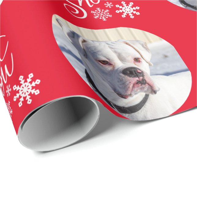Papel De Regalo Foto de perro personalizada roja (Esquina del rollo)