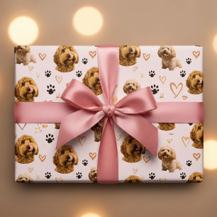 Papel De Regalo Foto de perro personalizada rosa – Día de San Vale
