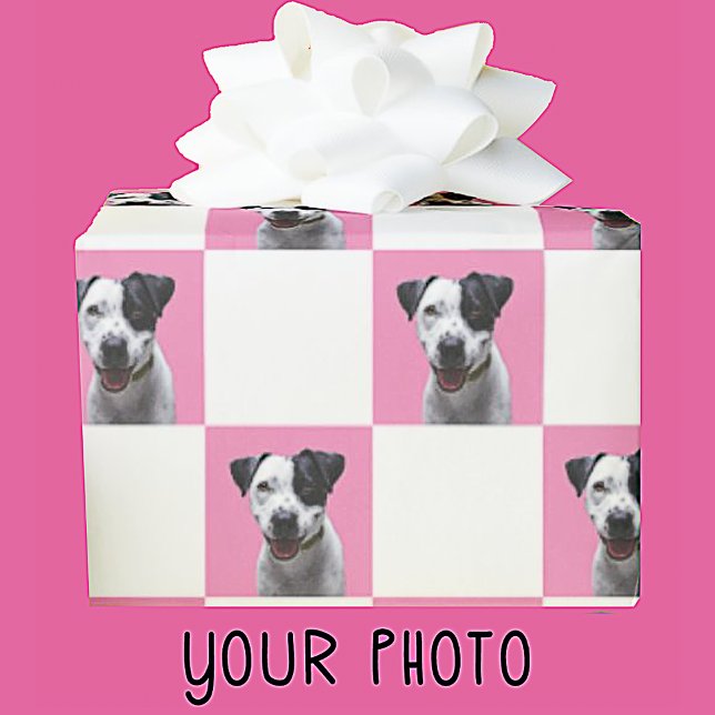 Papel De Regalo Foto de Personalizado con control rosa y blanco (Subido por el creador)