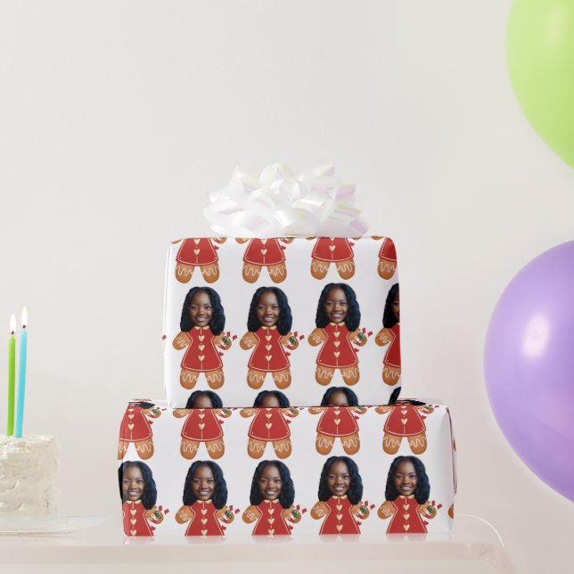 Papel De Regalo Foto de personalizado Face Gingerbread Mujeres Nav (Regalos de fiesta)