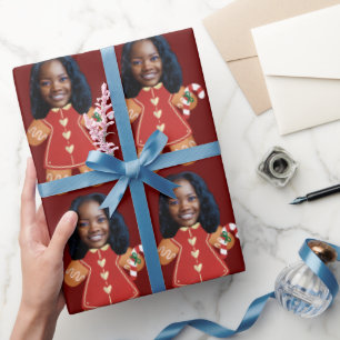 Papel De Regalo Foto de personalizado Face Gingerbread Mujeres Nav