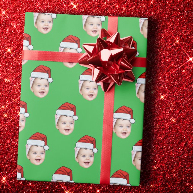 Papel De Regalo Foto de personalizado Face Santa Hat Navidades Gre (Subido por el creador)