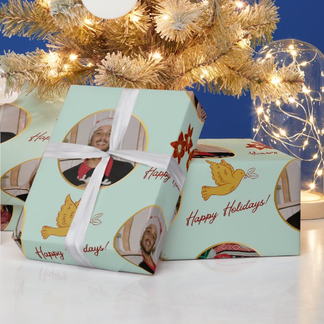 Papel De Regalo Foto de Poinsettia y Personalizado (Vacaciones)