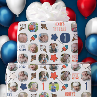 Papel De Regalo Foto de primer cumpleaños del bebé dulce crema de 