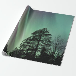 PAPEL DE REGALO FOTO DE SILHOUETTE DE AURORA BOREALIS