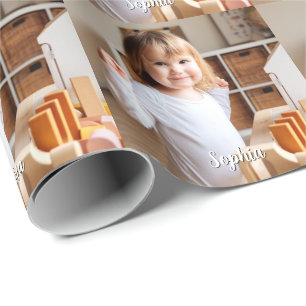 Papel De Regalo Foto de su hijo y nombre en escritura