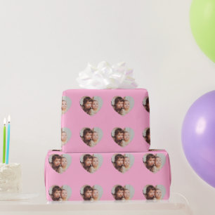 Papel De Regalo Foto de su Personalizado en un corazón con estampa