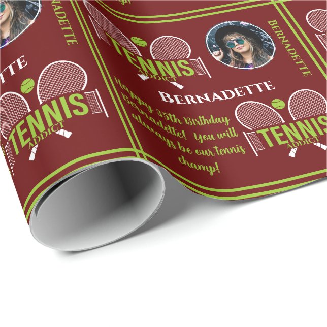 Papel De Regalo Foto de tenis Nombre de la edad Cumpleaños (Esquina del rollo)