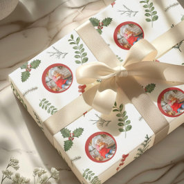 Papel De Regalo Foto de vacaciones de Navidad con follaje de acuar