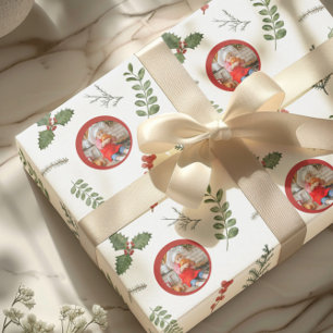 Papel De Regalo Foto de vacaciones de Navidad con follaje de acuar