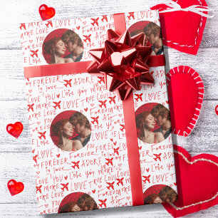 Papel De Regalo Foto de Viaje Romántico Te Amo Avión Personalizado