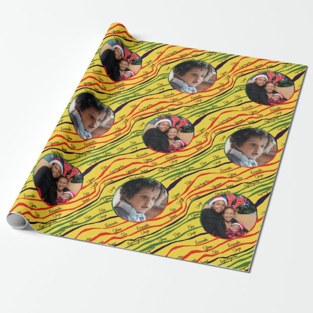 Papel De Regalo Foto del día de fiesta de Kwanzaa personalizada (Desenrollado)