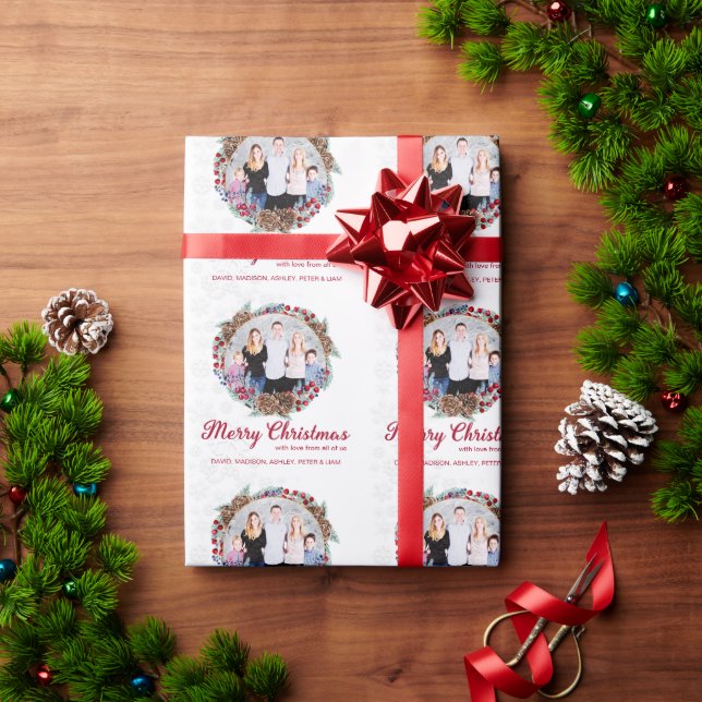 Papel De Regalo Foto del Personalizado de familia de navidades (Regalo de vacaciones)