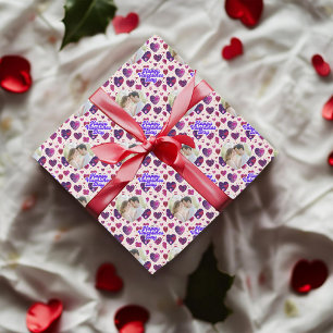 Papel De Regalo Foto del Personalizado Polka Dot Hearts