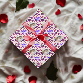 Papel De Regalo Foto del Personalizado Polka Dot Hearts