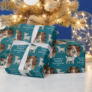 Papel De Regalo Foto del reno de la primera Navidad del bebé lindo