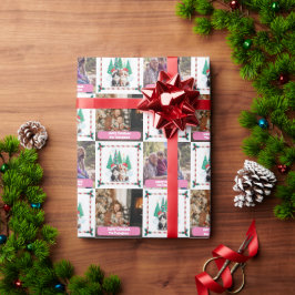 Papel De Regalo Foto familiar gata árbol de Navidad moderno