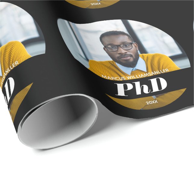 Papel De Regalo Foto: Graduación en negro por doctorado (Esquina del rollo)