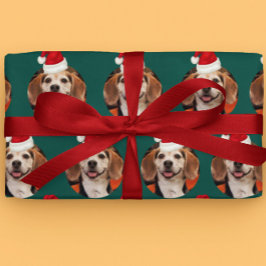Papel De Regalo Foto mascota Santa Sombreros en cabeza de Navidade