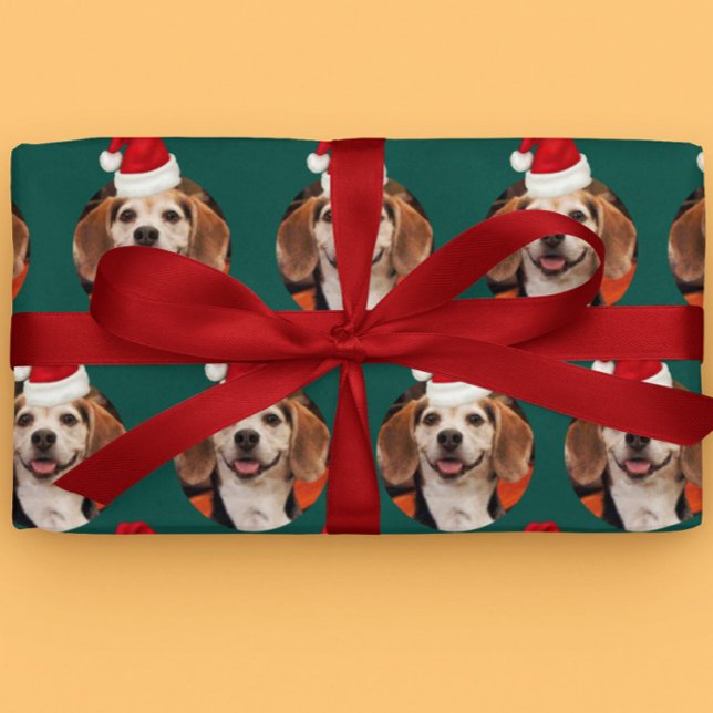 Papel De Regalo Foto mascota Santa Sombreros en cabeza de Navidade (Subido por el creador)