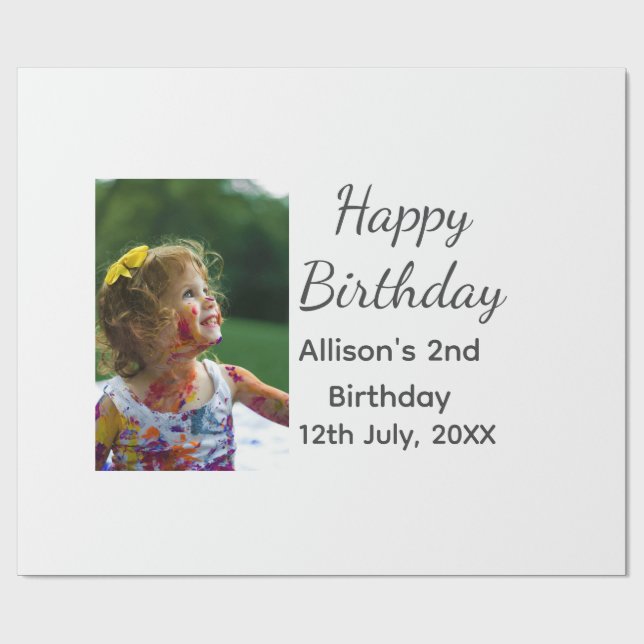 Papel De Regalo Foto moderna clásica añadir nombre fecha feliz cum (Superficie plana)