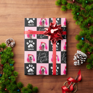 Papel De Regalo Foto personalizada 2 Huella de pata de perro