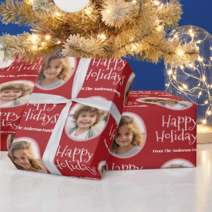 Papel De Regalo Foto personalizada con Felices Fiestas caprichosas
