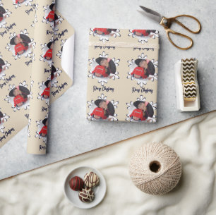 Papel De Regalo Foto Personalizada Copo de Nieve Feliz Navidad