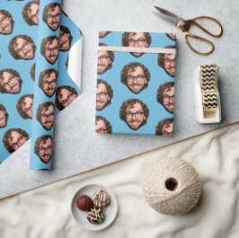 Papel De Regalo Foto personalizada de cara de Personalizado azul d