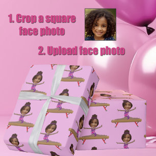 Papel De Regalo Foto personalizada de gimnasia afroamericana linda