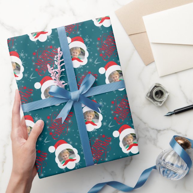 Papel De Regalo Foto personalizada de Navidad de Feliz (Regalar)