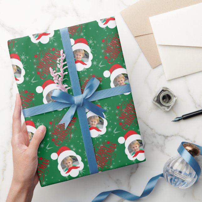 Papel De Regalo Foto personalizada de Navidad de Feliz (Regalar)