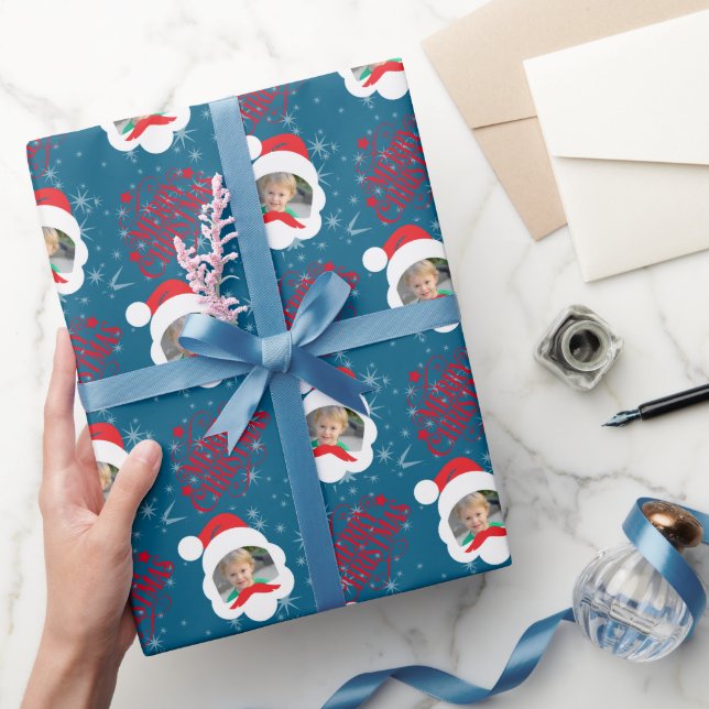 Papel De Regalo Foto personalizada de Navidad de Feliz (Regalar)