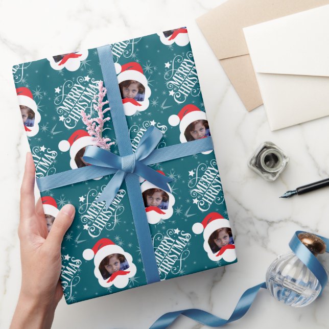 Papel De Regalo Foto personalizada de Navidad de Feliz (Regalar)