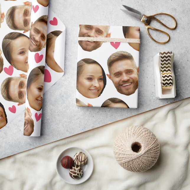 Papel De Regalo Foto personalizada de Personalizado facial con par (Artesanía)