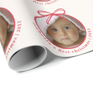 Papel De Regalo Foto personalizada del primer Navidad del bebé con