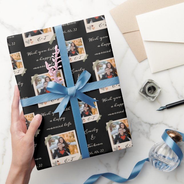 Papel De Regalo Foto personalizada | Nombre | Boda de fechas (Regalar)