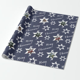 Papel De Regalo Foto personalizada Stary Merry Christmas Morado