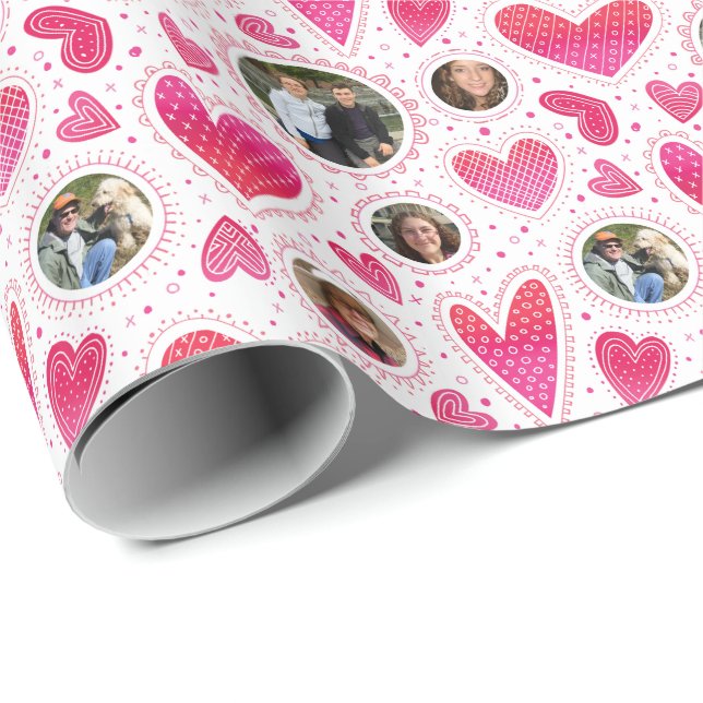 Papel De Regalo Foto personalizado Corazones Wacky Valentine (Esquina del rollo)