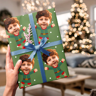 Papel De Regalo Foto personalizado Face Fun Navidades Elf Kid Pict