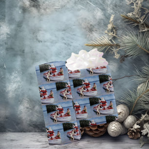 Papel De Regalo Foto Retro de Santa Claus en Barco con Regalos