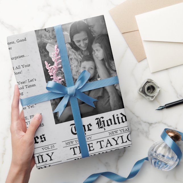 Papel De Regalo Foto única de Año Nuevo de periódico (Regalar)