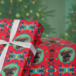 Papel De Regalo Foto única de perro con sombrero de Santa para reg