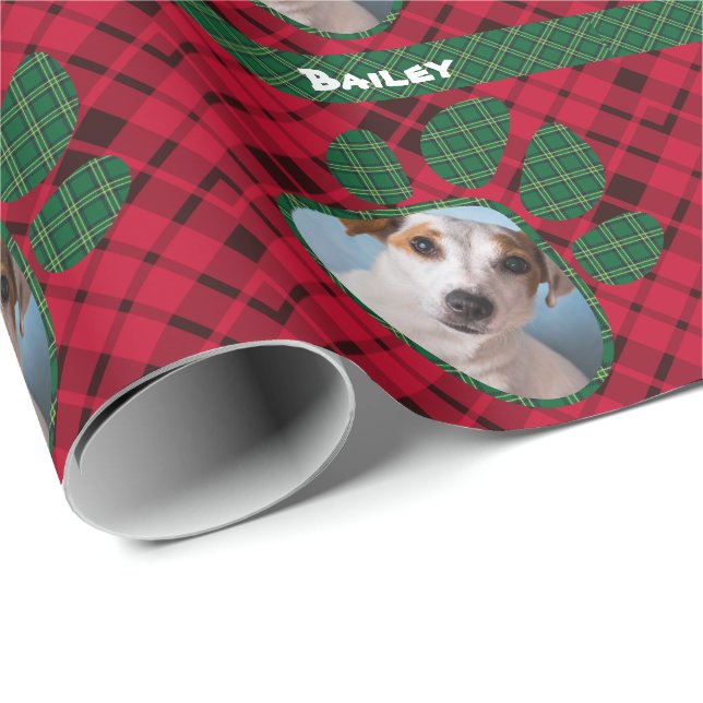 Papel De Regalo Foto y nombre de perro personalizado, Paw Mascota  (Esquina del rollo)
