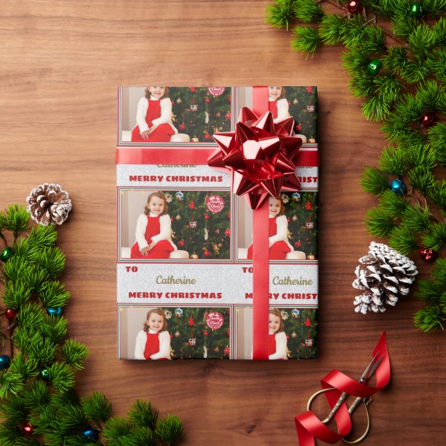 Papel De Regalo Foto y nombre personalizados (Regalo de vacaciones)